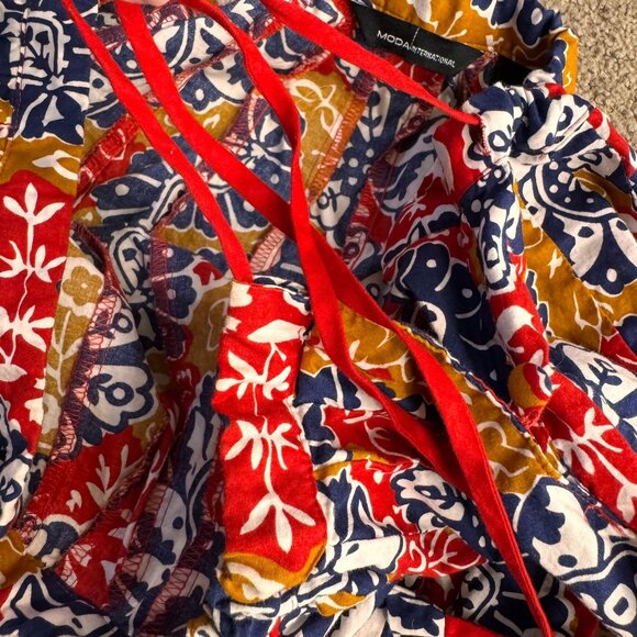 Vtg Moda International Skirt Women M Floral A Line Cotton Preppy Artsy Lagenlook - Picture 6 of 8